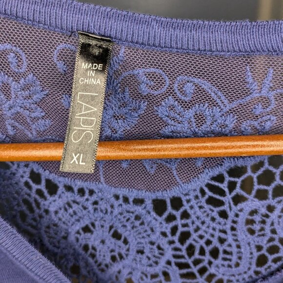 Women's Navy Blue Lace Back Cardigan Button Front XL Laps - Picture 6 of 13